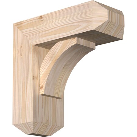 Ekena Millwork Thorton Craftsman Smooth Bracket w/ Offset Brace, Douglas Fir, 5 1/2"W x 14"D x 14"H BKT0604X14X14THR04SDF